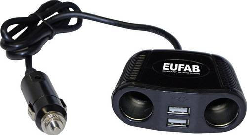 Eufab Zigarettenanzünder-Verteiler Schwarz mit 2 x USB-A Schnittstellen und max. 10A Belastbarkeit - Bild 1