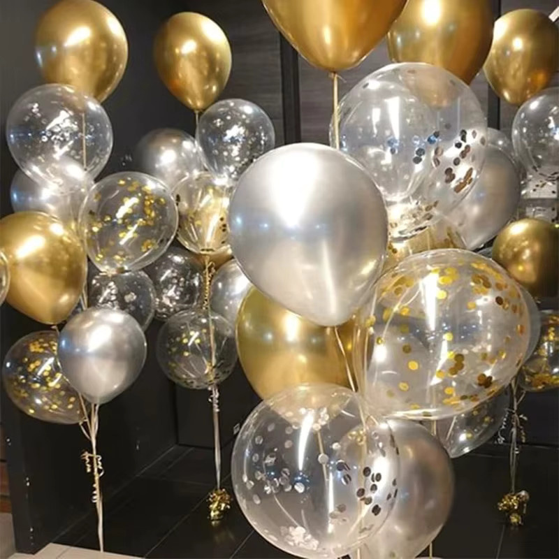 WEIGAO Konfetti Luftballons Set in Gold, 20 Stück Metallic Chrom Ballons für Geburtstagsfeier, Hochzeit, Jahrestag oder Babyparty - Bild 3
