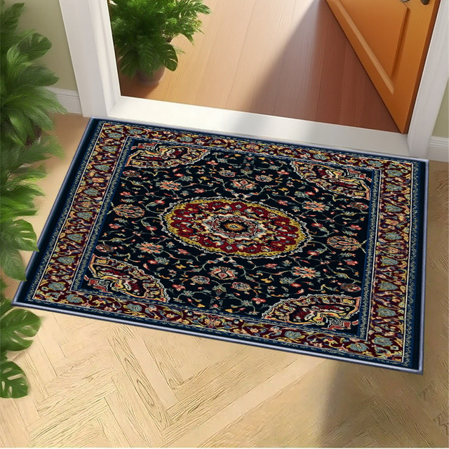 RAKKS Persischer Retro-Türvorleger mit Blumenmuster in Marineblau und Multicolour, rutschfester und verschleißfester Eingangsteppich, B: 60 cm, T: 40 cm - Bild 1