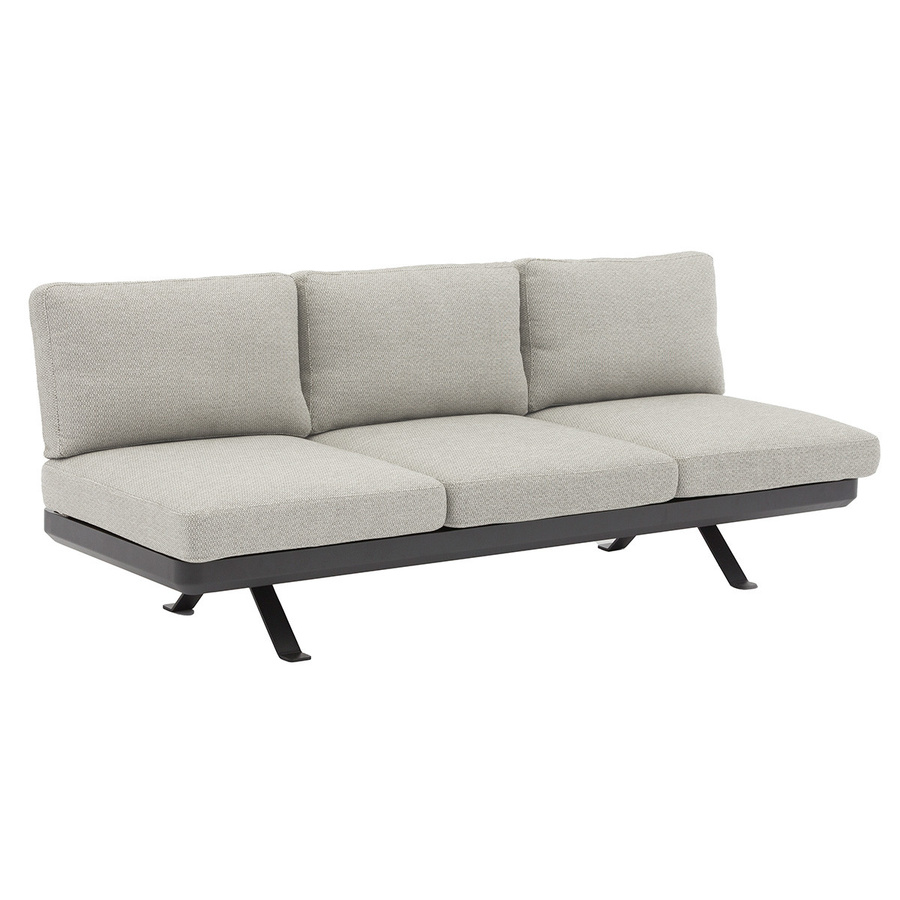 Zebra Sky Lounge Set Camden in Grau mit Lounge Tisch, Ecksofa, Ottoman und Outdoor-Couchtisch aus pulverbeschichtetem Aluminium und Olefin-Polstern - Bild 3
