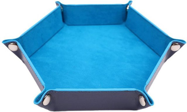 Atelierray Würfeltablett, klappbar, aus Pu-Leder, sechseckig, himmelblau - Bild 1
