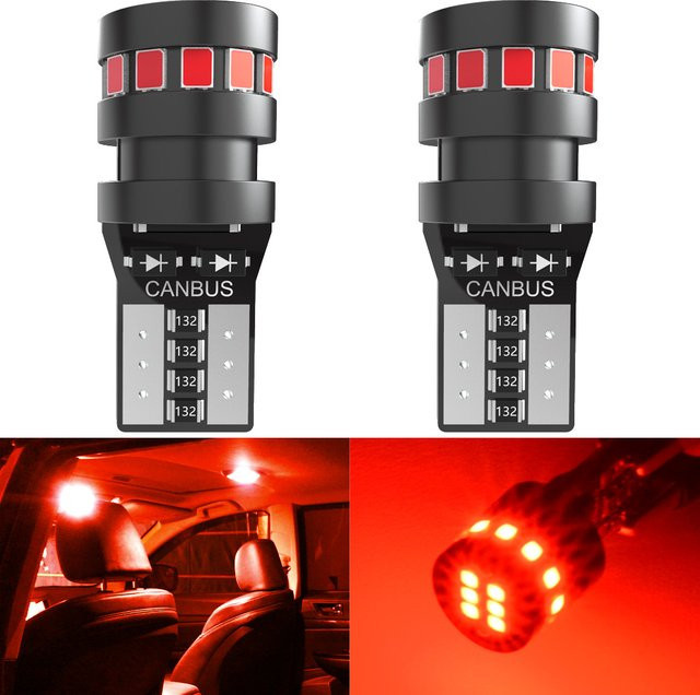 2er Set rote LED-Standlichter T10 W5W Canbus für Auto und Innenraum, 12V - Bild 1