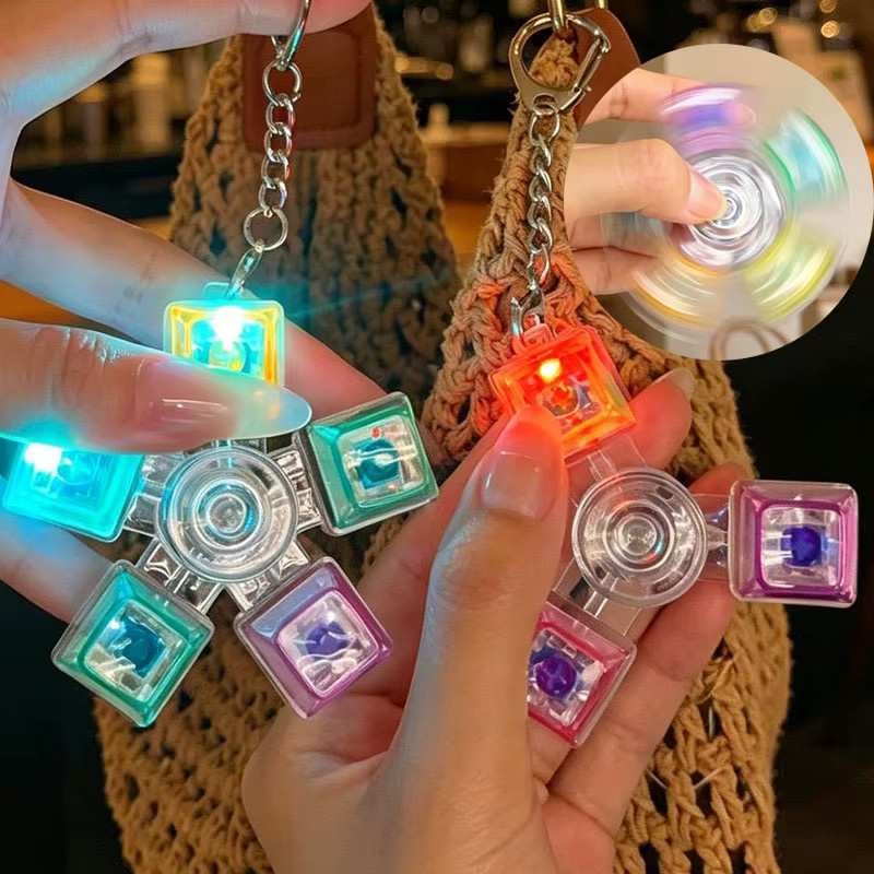 soulbao LED-Leucht-Tastatur-Fidget-Spinner-Schlüsselanhänger, mit klickbarem Knopf - Bild 2