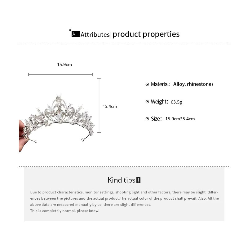 DooMei Tiara Krone, Blumen, Wassertropfen, Strass, Damen - Bild 4