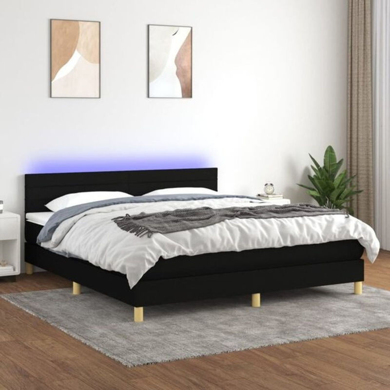 vidaxl Boxspringbett mit Matratze in Schwarz aus Stoff und Holzwerkstoff B/T/H: 160 x 200 cm - Bild 1