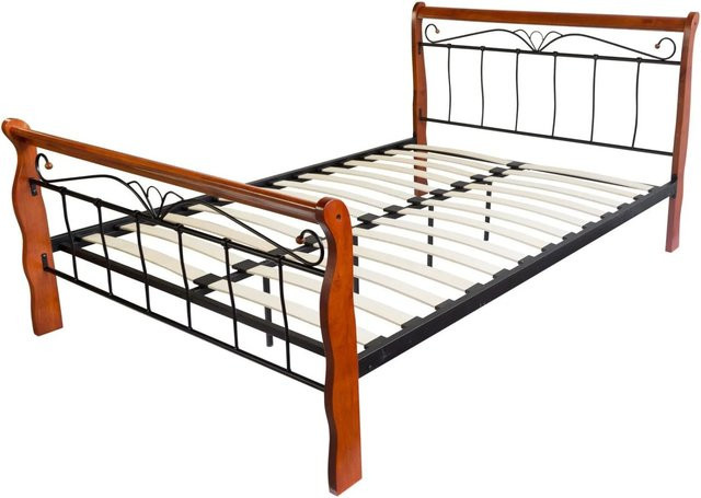 Homestyle4u Metallbett mit Lattenrost in Schwarz, B/T/H: 160 x 200 x 102 cm - Bild 1