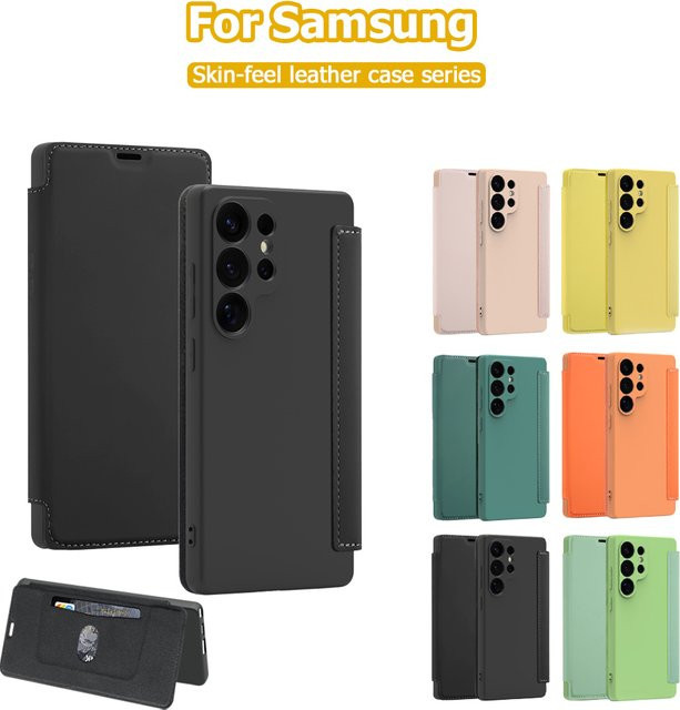 Flip Leder Hülle mit Flüssigsilikon und Objektivschutz für Samsung Galaxy S25 Ultra S25 Plus S24 Ultra S24 Plus S23 S22 Book Cover in Purple - Bild 1