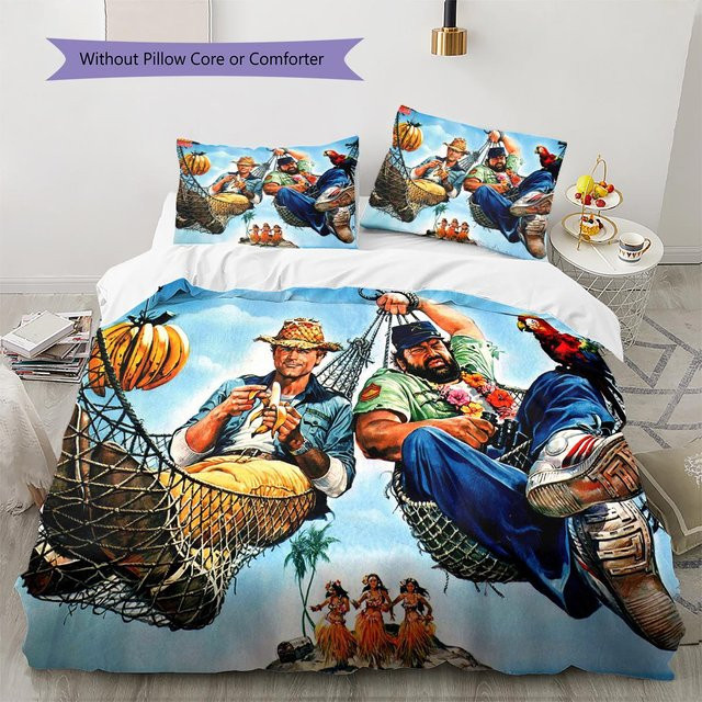 Bettwäsche Set Terence Hill Bud Spencer mit Bettbezug und 2 Kissenbezügen in Grau und Multicolour, B/H: 135 x 200 cm - Bild 1