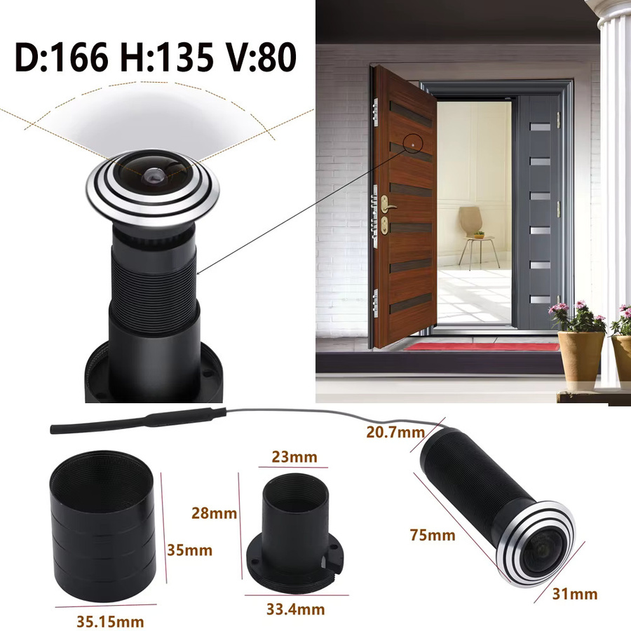 HQCAM Mini Wifi Türaugen Kamera mit 1080P Auflösung, Weitwinkel FishEye Objektiv 1,66mm und Audio, Schwarz - Bild 3