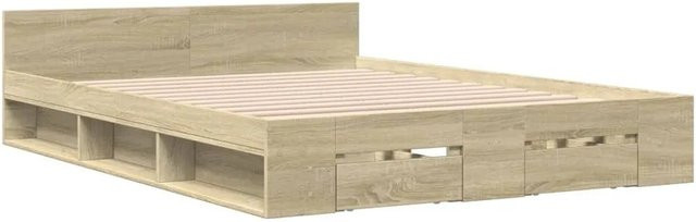 vidaXL Bettgestell mit Schubladen Sonoma-Eiche B/T/H: 138 x 193 x 45 cm - Bild 1