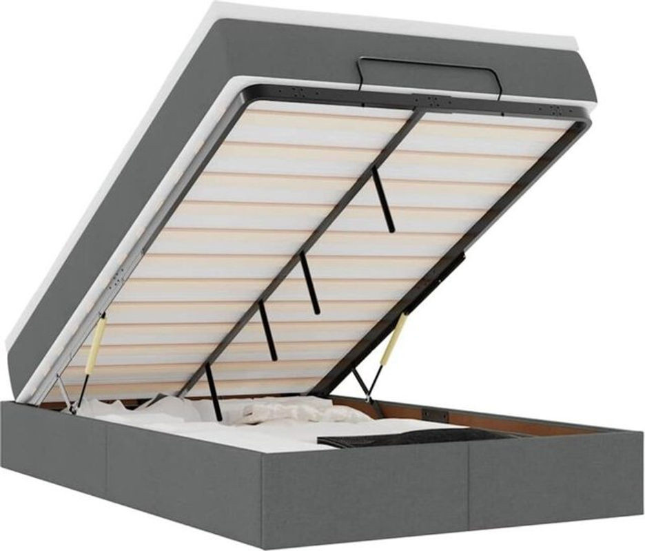 vidaxl Ottoman Polsterbett mit Matratze aus Stoff in Dunkelgrau B/T/H: 200 x 120 x 23,5 cm - Bild 1