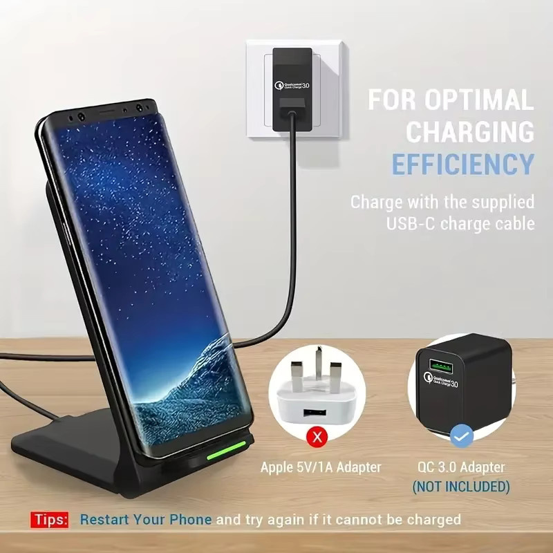 KEPHE 15W Schnellladegerät mit Doppelspule und Telefonständer, kompatibel mit iPhone 11-17 Serie und Samsung S20-S23 Serie, in Schwarz oder Weiß - Bild 2