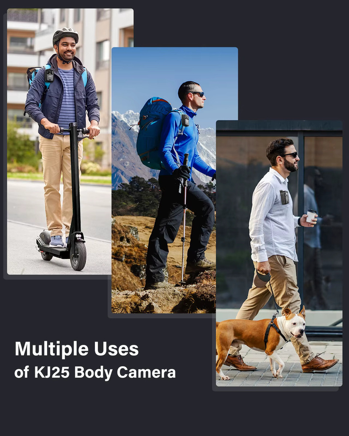 Boblov KJ25 Action Kamera mit 1080p Full HD, 3000mAh Akku für bis zu 13h Aufnahme, Nachtsicht und Schwarz - Bild 3