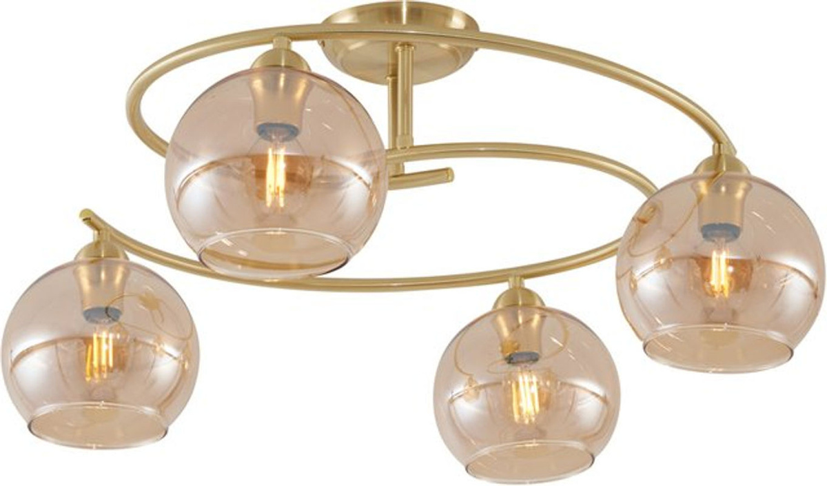 QAZQA Moderne 4-flammige Deckenleuchte Alanis aus Messing und Glas in Gold und Gelb mit E14 Fassung - Bild 1