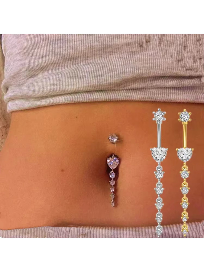 Piercing Addicter Bauchnabelring, Kristall, Silber, Damen, Herz - Bild 5