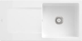Villeroy & Boch Spüle Siluet Keramik Aufsatzspüle in Weiß mit rundem Ablaufgarnitur und Handbetätigung Breite: 60 cm - Bild 1