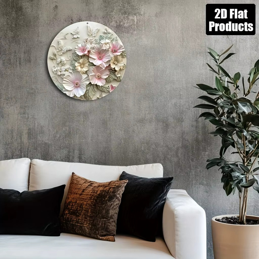 Rundes dekoratives Metallschild Potdemiel mit floralem Blumenmotiv, Durchmesser: 20 cm, Mehrfarbig - Bild 5