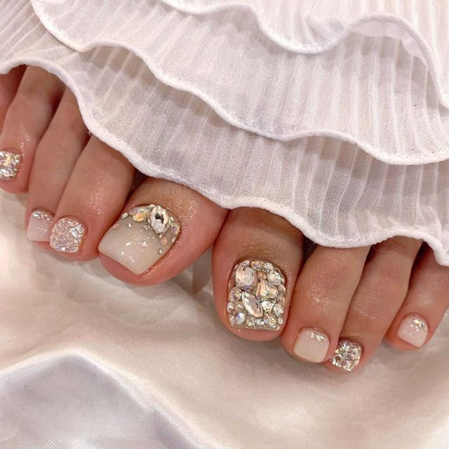 YADORNOS Künstliche Zehennägel mit Glitzer und Strass, 24 Stück, Damen - Bild 1