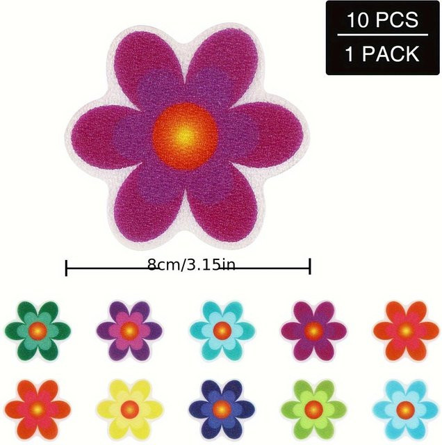 Ambiel Charm Selbstklebende Rutschfeste Badewannen-Aufkleber in 10 Farben mit Blumenmuster für Badezimmer und Treppen, B/B: 8 x 8 cm, Multicolor - Bild 1