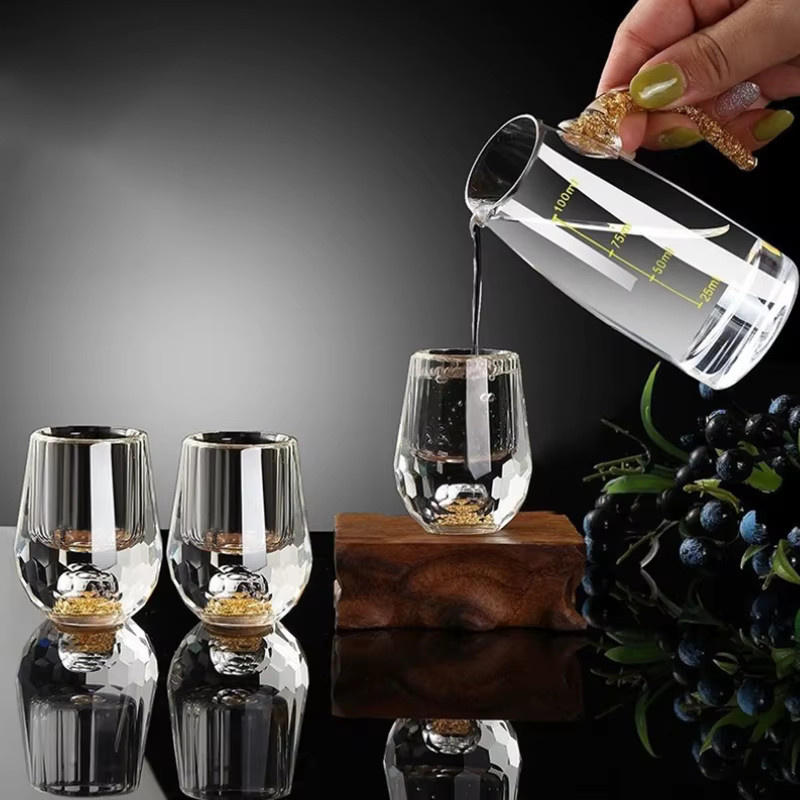 JETTING Luxus Kristall Shot Glass mit Doppelboden und Goldfolie, Transparent, 10 ml - Bild 2