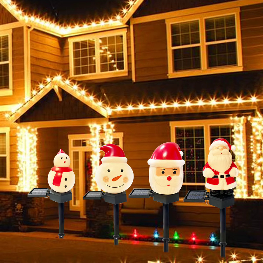 Peach Forest Solar Gartenstecker Weihnachten Santa Claus und Schneemann Wasserdicht für Außenbereich, Mehrfarbig - Bild 5