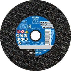 PFERD Klein-Trennscheibe EHT SG STEELOX für Stahl und Edelstahl, Durchmesser: 76 mm, Breite: 2,0 mm, Bohrung: 10 mm, Farbe: Schwarz - Bild 1