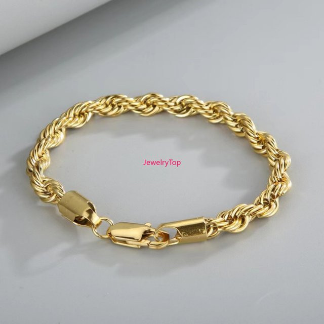 GINSTONELATE Armband 925 Silber, Gold, 20 cm, Unisex - Bild 1