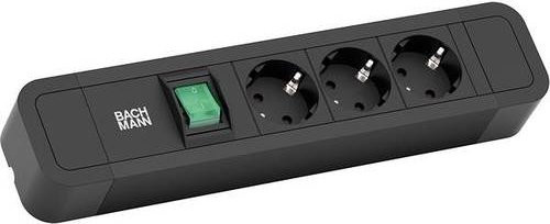 Bachmann Steckdosenleiste Primo 2 in Schwarz mit 3x CEE7/7 Anschlüssen und USB-A sowie USB-C Ports, Kabellänge: 2 m - Bild 1