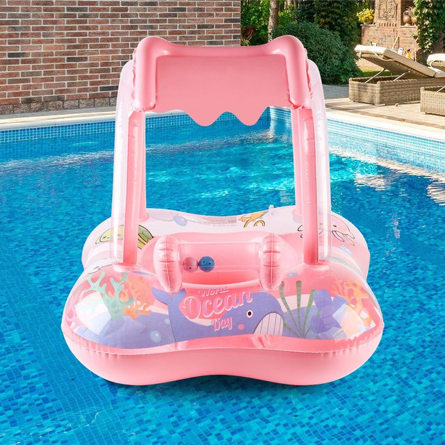 Pool-Schwimmring mit Überdachung in Pink als Strandspielzeug für den Pool und Partys - Bild 1