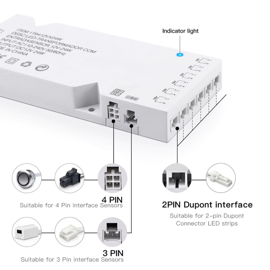 GAHADA LED-Beleuchtungstransformator Netzteil Adapter mit Dupont-Anschluss für Schrank- und Streifenlicht, Weiß - Bild 1