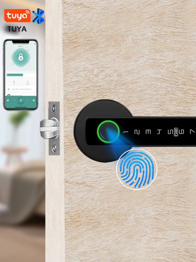 RAYKUBE M5 Tuya BLE Fingerabdruck-Türschloss in Schwarz mit Passwort, Schlüssel, IC-Karte und Smartlife/Tuya App Steuerung - Bild 3