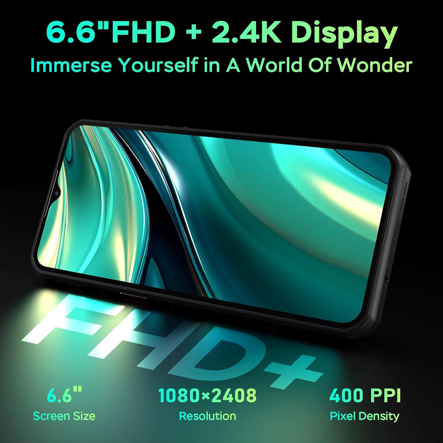 OUKITEL WP39 Robustes 5G-Smartphone mit 256 GB Speicher, 6,6 Zoll FHD+ Display, Android 14 und 11000mAh Akku, IP68 wasser- und staubdicht, Farbe: Schwarz - Bild 2