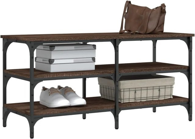 vidaXL Schuhbank Braun in Eichen-Optik aus Holzwerkstoff und Metall, B/T/H: 110 x 38,5 x 49 cm - Bild 1