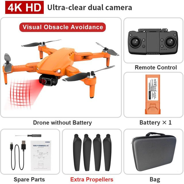 LYZRC L900 Pro SE Drohne mit GPS, 4K Kamera, 5G Wifi FPV und 360° Hindernisvermeidung, bürstenloser Motor RC Quadcopter in Orange - Bild 1