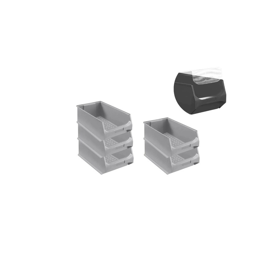 PROREGAL SparSet 5 x Sichtlagerbox 5.0 mit Abdeckung und Griffen, Grau, H x B x T: 20 x 30 x 50 cm - Bild 2