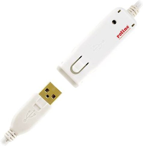 Roline USB 2.0 Kabel mit USB-A Stecker und USB-A Buchse in Weiß, Länge: 12,0 m - Bild 1