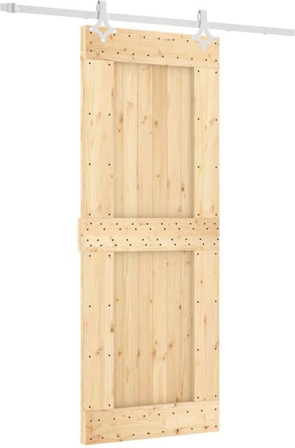 vidaXL Schiebetür aus Massivholz in Natur und Weiß, Höhe: 210 cm, Breite: 80 cm - Bild 1