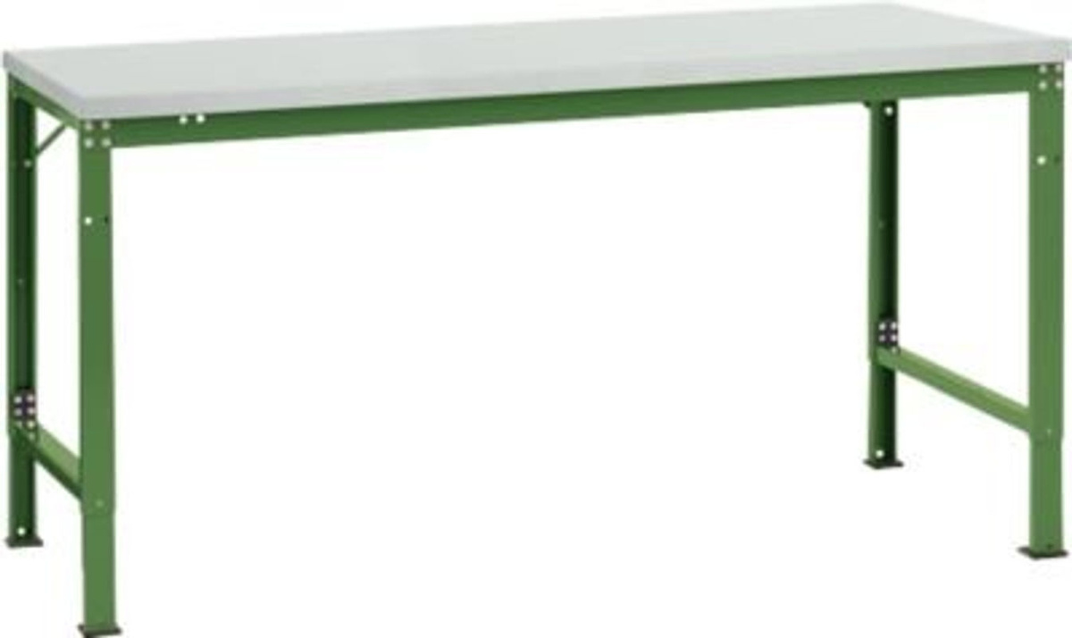 Manuflex Arbeits-Grundtisch UNIVERSAL Spezial mit Melaminplatte, Resedagrün und Lichtgrau, B/T/H: 175 x 100 x 72,2-102,2 cm - Bild 2