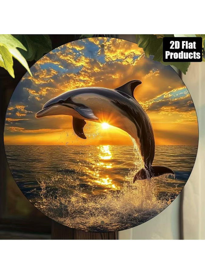 Rundes Aluminiumschild Potdemiel Dolphin Leaping Out of Water Retro-Deko, Durchmesser: 20 cm, Mehrfarbig - Bild 6