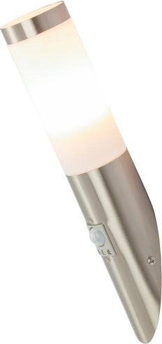 GLOBO LIGHTING Außenleuchte mit Bewegungsmelder in Silberfarben, 8,5 W, LED, IP44, Wandleuchte aus Edelstahl und Stahl - Bild 1