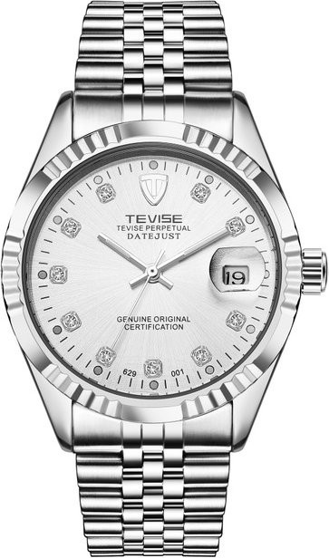 TEVISE Chronograph Armbanduhr, Automatik, Edelstahl, Gold, Herren - Bild 1