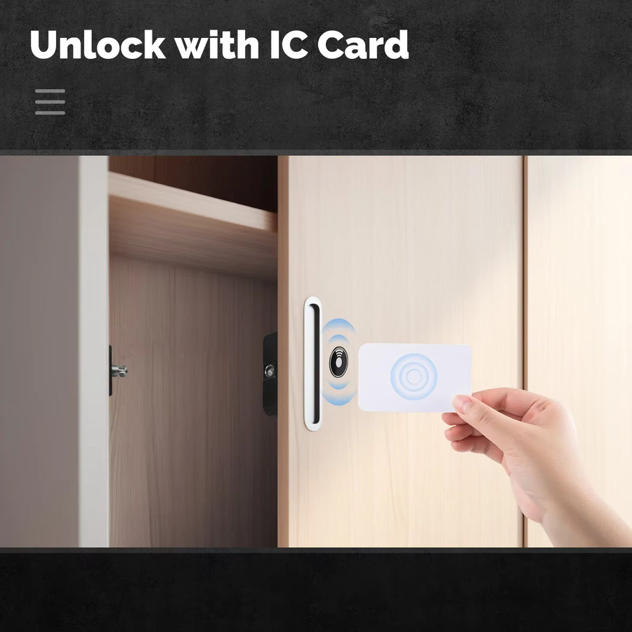 MOES Smart Bluetooth Schubladenschloss in Schwarz mit Tuya App Fernbedienung und IC-Karten-Sicherheitsschloss für Holzschränke und Schließfächer - Bild 2