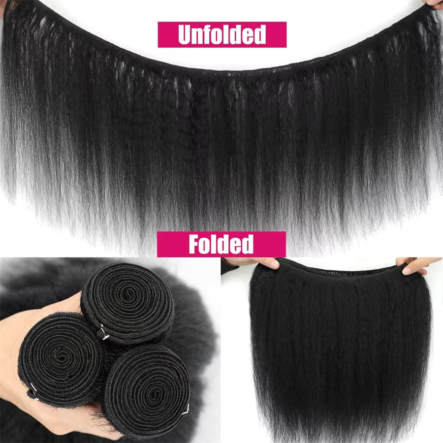Yavida Yaki Straight Echthaar Haarverlängerung, 3 Bündel, Damen - Bild 4