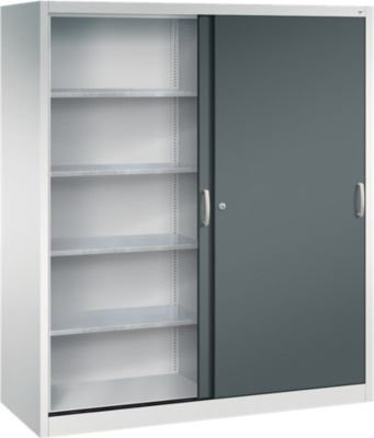 C + P Schiebetüren-Werkzeugschrank Acurado aus Stahl, Farbe: lichtgrau/anthrazitgrau, B: 160 cm, T: 60 cm, H: 195 cm - Bild 1
