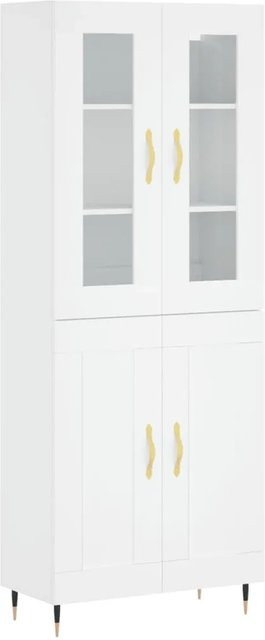 vidaXL Highboard Weiß mit Glastüren aus Holzwerkstoff, Glas und Metall, B/T/H: 69,5 x 34,0 x 180,0 cm - Bild 1