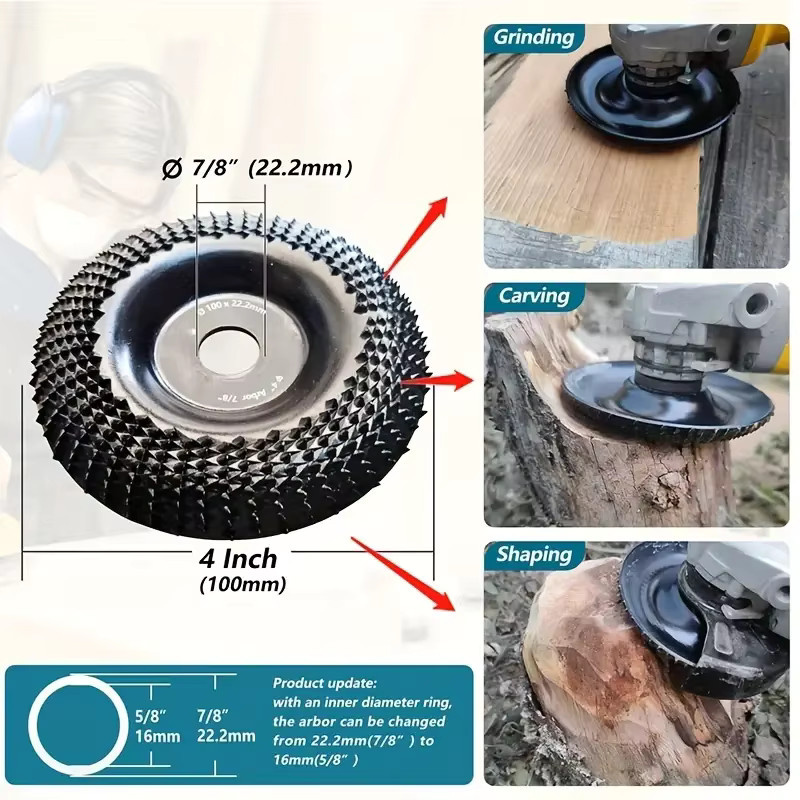 4-Zoll-Holzschleifscheibe für Winkelschleifer zum Schnitzen und Schleifen in Schwarz - Bild 2