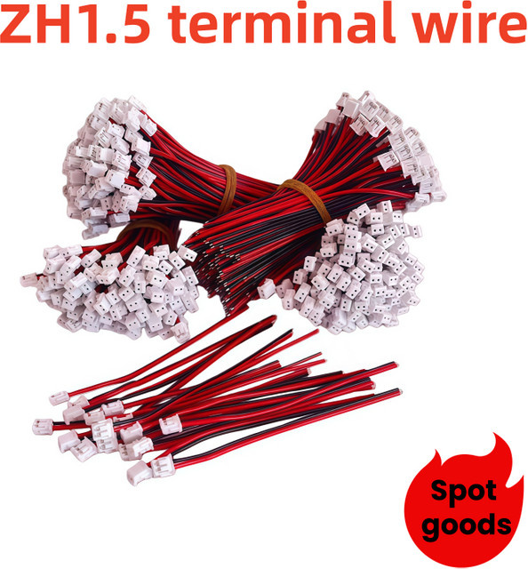 KePaQi ZH1.5 Kabelverbinder 2-polig mit 1,5mm Abstand und 100mm Länge für 28AWG Elektronik-Leitungen - Bild 1