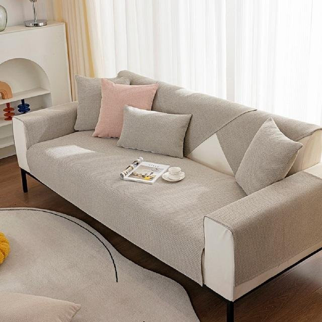 Yiran Furniture Kissenbezug aus Baumwolle und Leinen, quadratisch, grau, rutschfest, B/T/H: 45 x 45 x 45 cm - Bild 1