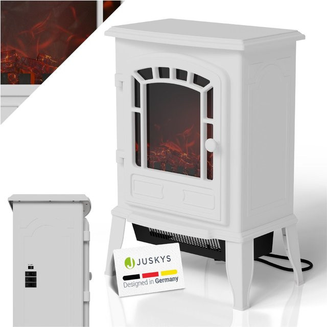 Juskys Elektrokamin 2000 W in Weiß mit Flammeneffekt und Thermostat - Bild 1