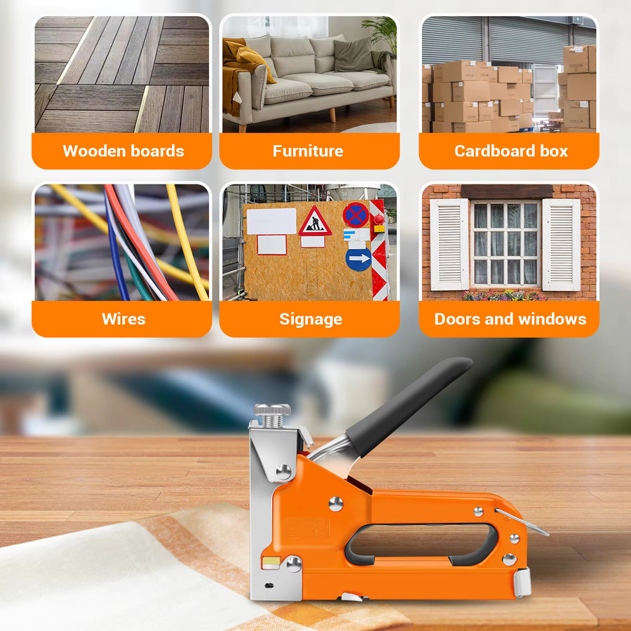 DayPlus 3-in-1 Hochleistungs-Tacker aus Stahl in Orange mit 3000 Heftklammern für Holz, Polsterarbeiten und DIY-Projekte - Bild 3